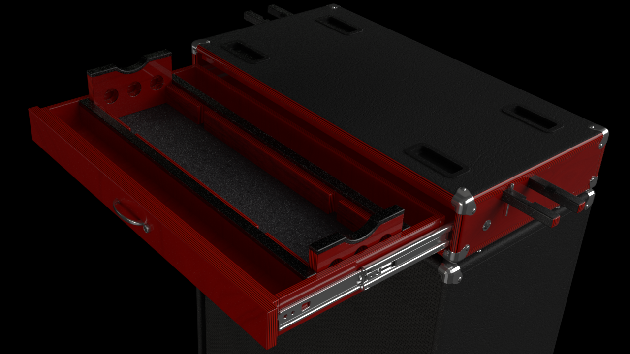 Red guitar case render