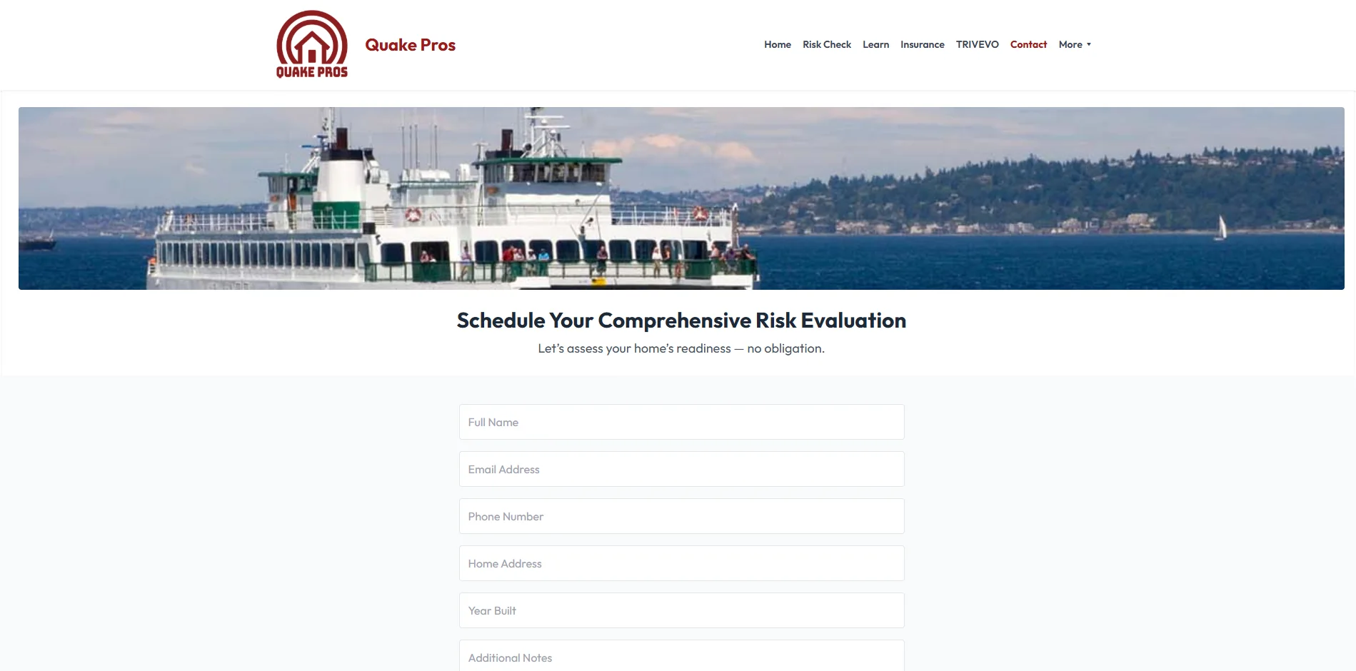 Quake Pros comprehensive risk evaluation desktop form