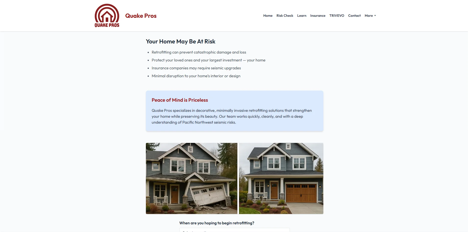 Quake Pros homeowner education page