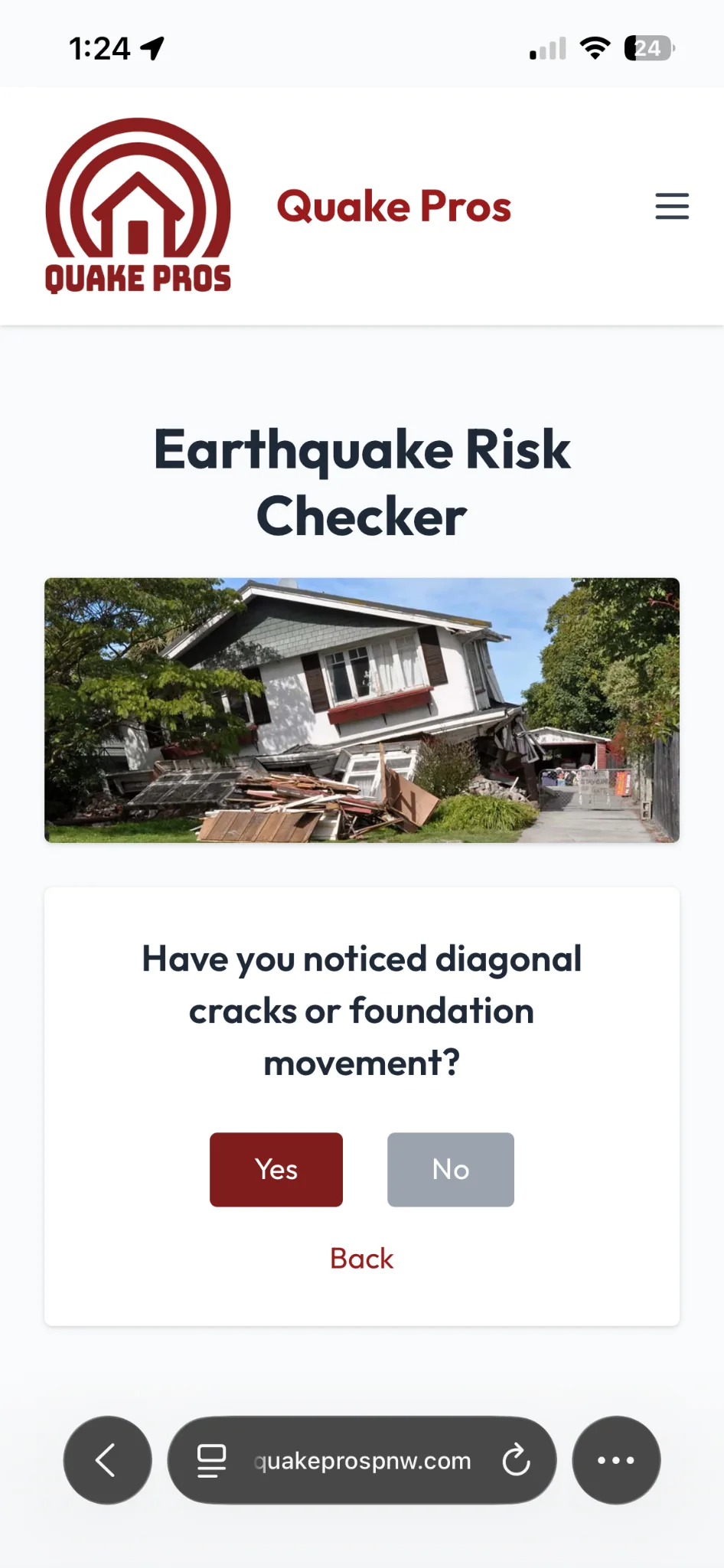 Quake Pros Earthquake Risk Checker mobile