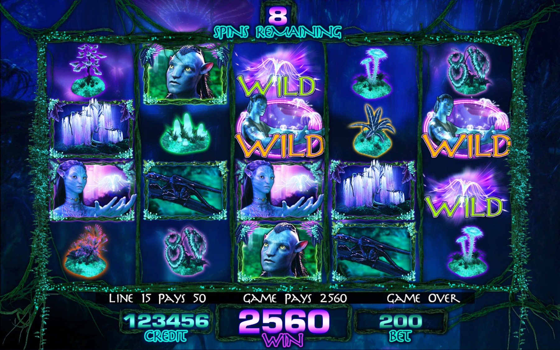 Avatar slot game screen